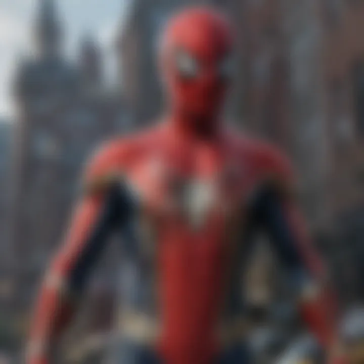 Abstract representation of Spiderman's iconic red and blue suit