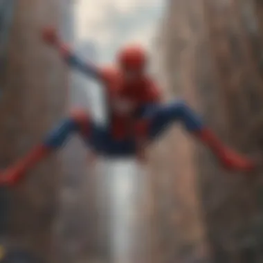 Spider-Man swinging through the city