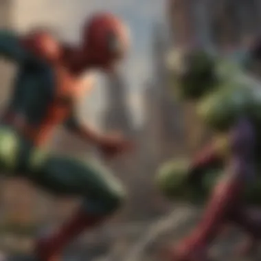 Dramatic confrontation between Spider-Man and Green Goblin