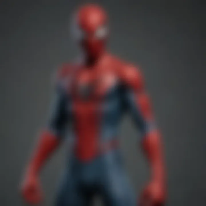 Detailed close-up of the Spider-Man figure showcasing intricate design elements