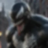 The iconic symbol of the Venom character, showcasing its menacing design.