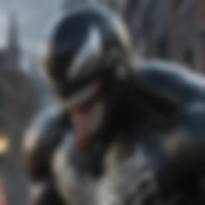 The iconic symbol of the Venom character, showcasing its menacing design.