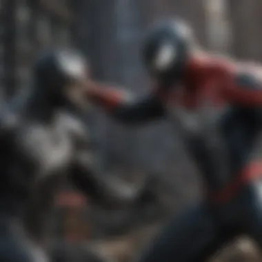 Venom vs Spider-Man: The Epic Showdown A dramatic portrayal of Venom confronting Spider-Man in an epic showdown.