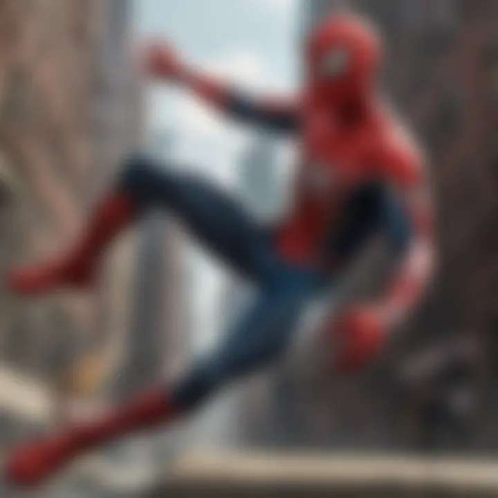 A dynamic scene showcasing Spider-Man in action during a pivotal moment.