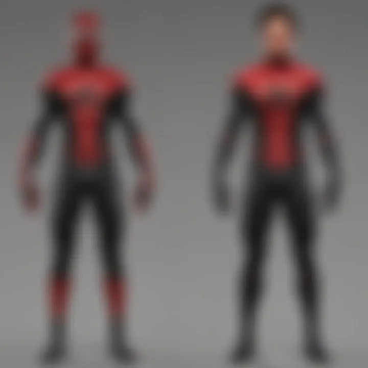 Comparison of traditional superhero costumes versus Miles Morales' modern style