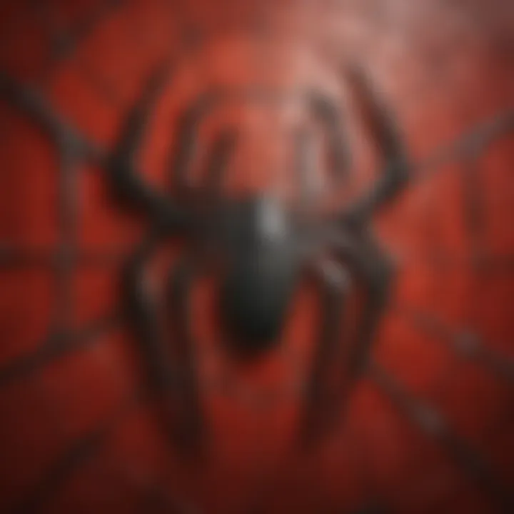 Glowing spider symbol against a dark backdrop