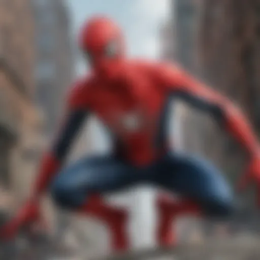 A visual representation of Spider-Man swinging through a cityscape