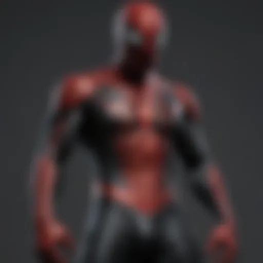 A close-up view of the intricate design patterns on black Spider-Man pajamas.