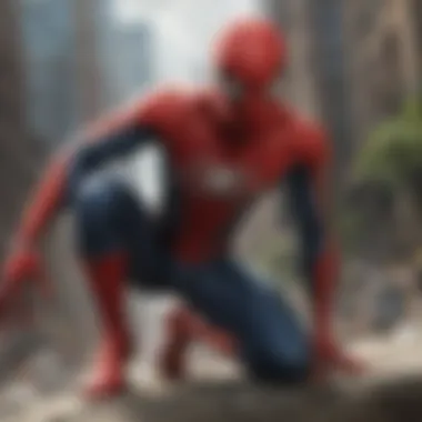 Cinematic close-up of a web-shooting action with intense focus