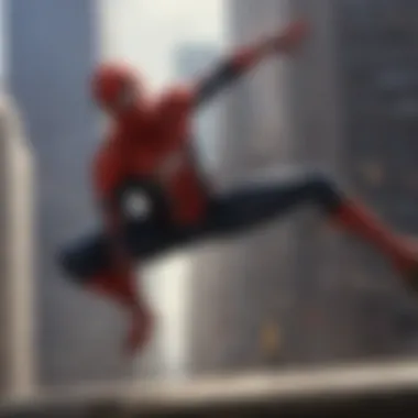 Cityscape with mysterious silhouetted figure hinting at the next Spider-Man movie