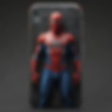 Close-up of a Spider-Man case highlighting its protective features and materials.