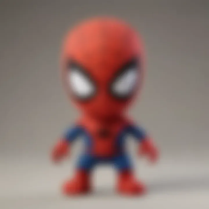 Detailed close-up of Spidey and Friends plush toys highlighting their design features