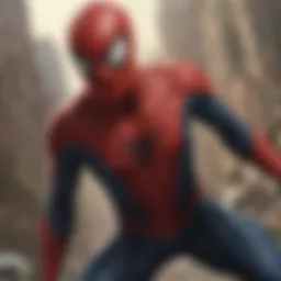 A striking poster of The Amazing Spider-Man showcasing the superhero in action.