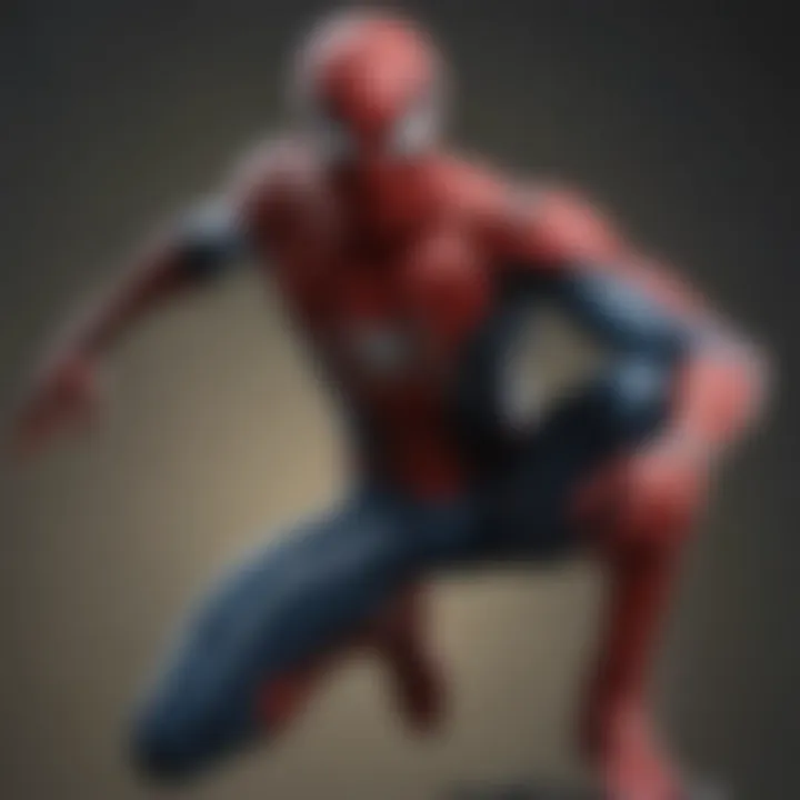 Cosmic Spider-Man action figure in dynamic pose against cosmic backdrop