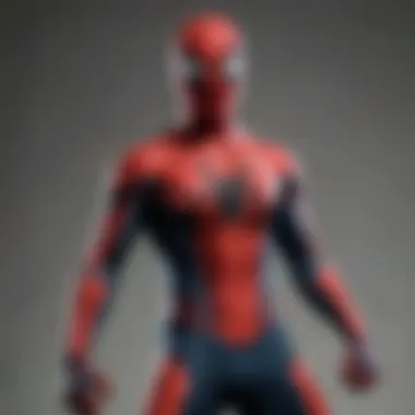 Authentic Spider-Man Suit at Comic Convention Cosplayer posing in an authentic Spider-Man suit at a comic convention