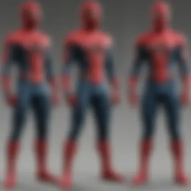 Side-by-side comparison of different Spider-Man costume styles