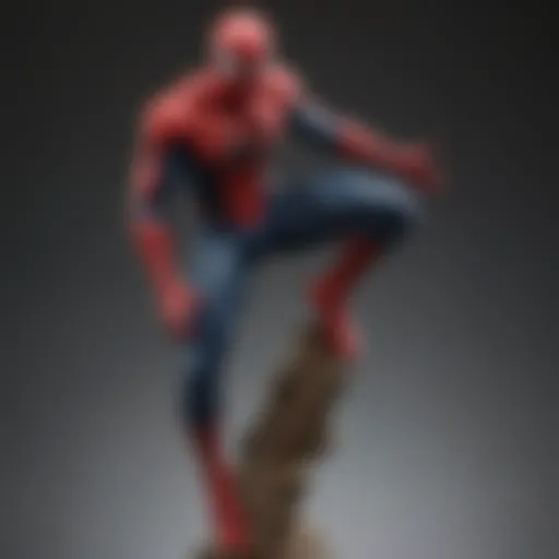 Detailed view of a custom Spider-Man figure showcasing intricate painting techniques