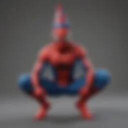 A vibrant Spider-Man themed birthday hat adorned with web patterns.