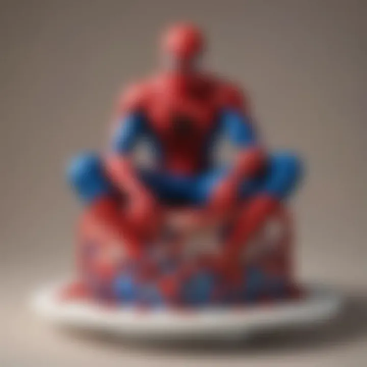 Close-up of Dairy Queen Spiderman Cake's vibrant red and blue colors