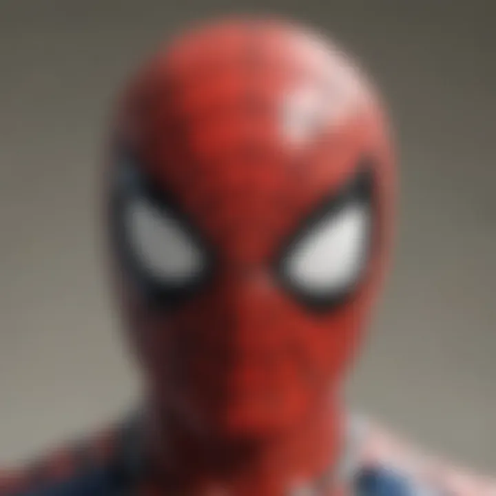 Detailed close-up of Spider-Man's iconic mask