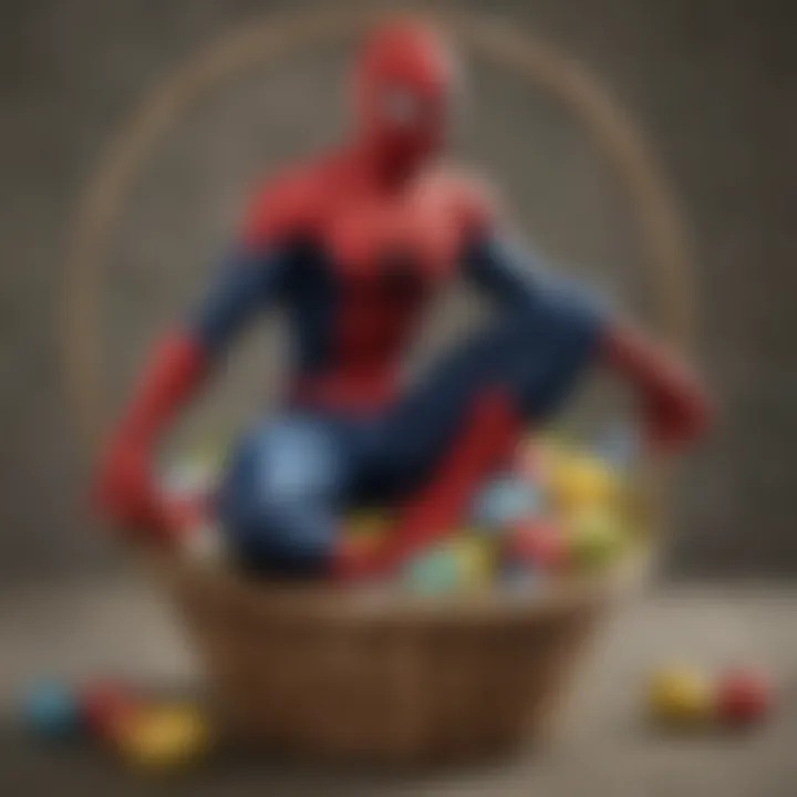 Elegant Spiderman Themed Easter Basket with Silk Ribbons