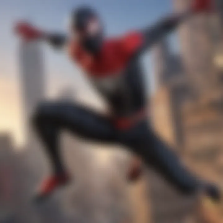 Illustration showcasing enhanced combat moves in Miles Morales DLC