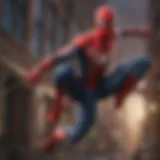 Ethereal depiction of Spiderman's web-slinging prowess