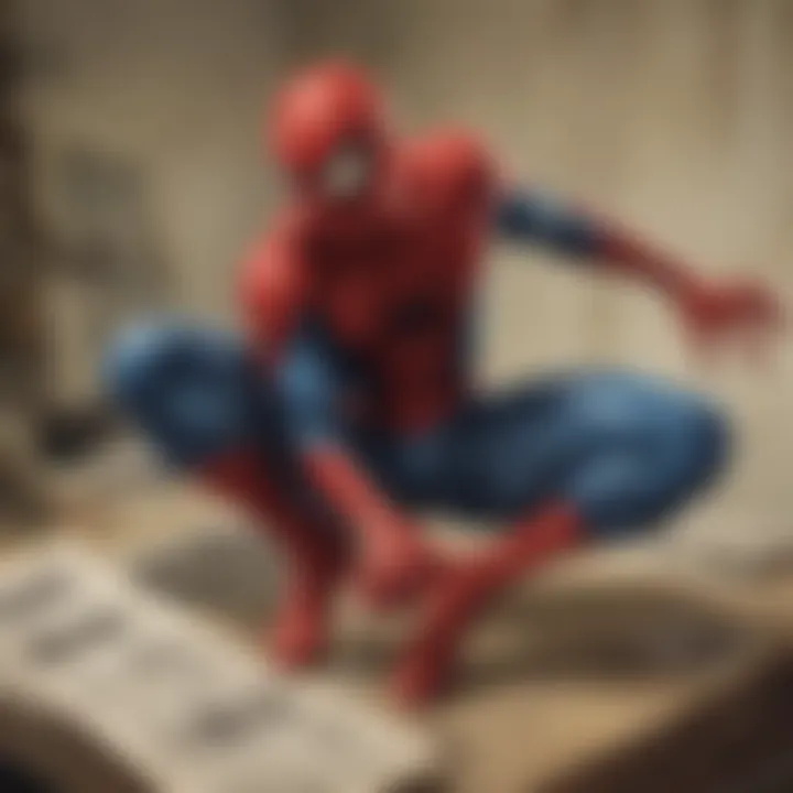 Collector examining Spider-Man comics for condition and rarity