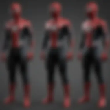 Illustration showcasing the evolution of Spider-Man's suits