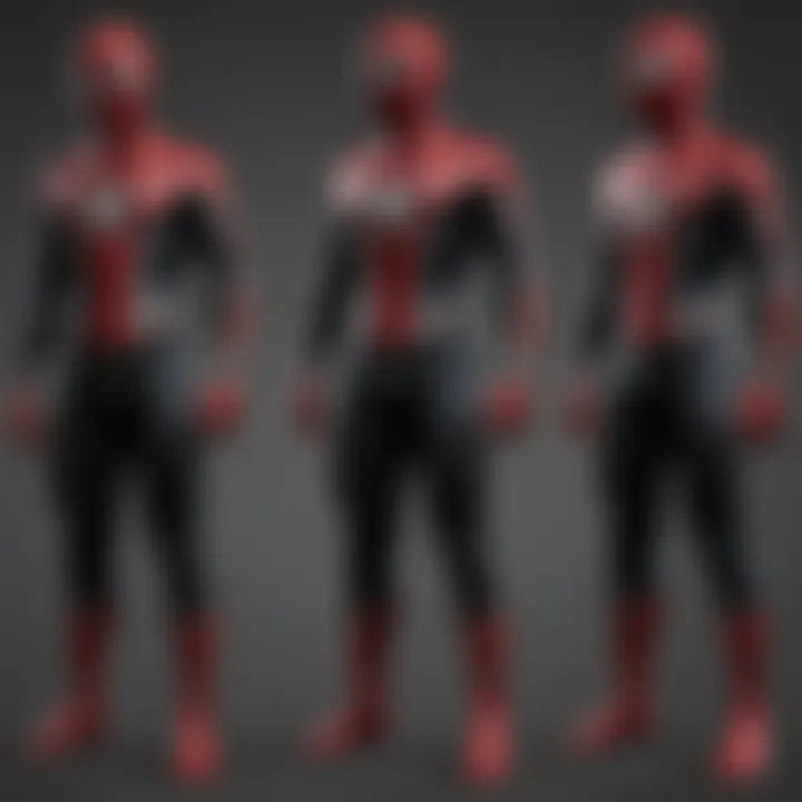 Illustration showcasing the evolution of Spider-Man's suits