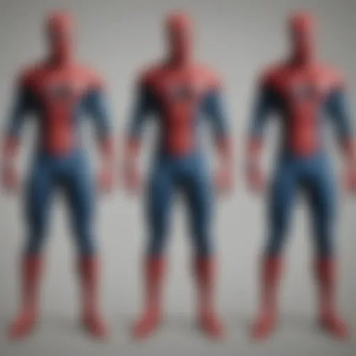 Illustration depicting the evolution of Spider-Man's suit design