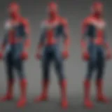 Illustration depicting the evolution of Spider-Man's costume design over the years