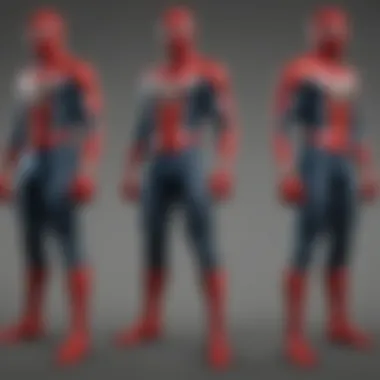 Illustration depicting the evolution of Spider-Man's costume design over the years