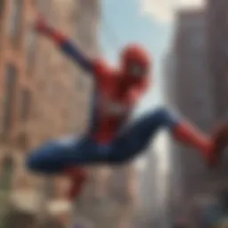 Spider-Man swinging through the cityscape