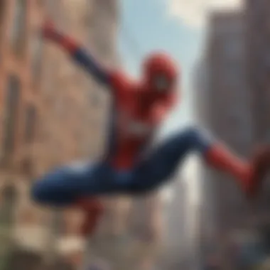 Spider-Man swinging through the cityscape