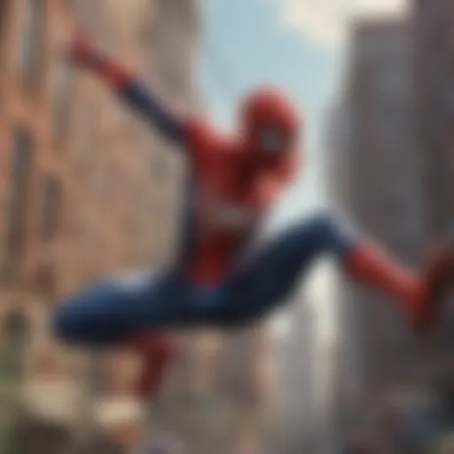 Spider-Man swinging through the cityscape