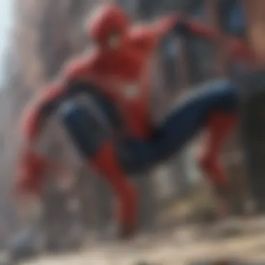 Spider-Man in iconic swinging pose