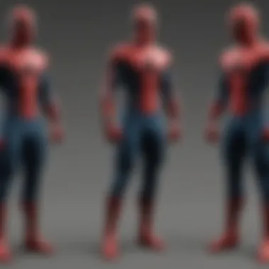 Illustration depicting the evolution of Spider-Man's costume over the years