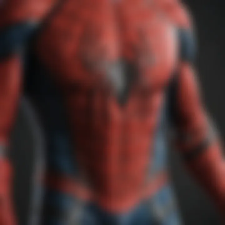 Detailed shot of Spiderman costume accessories like gloves and web-shooters