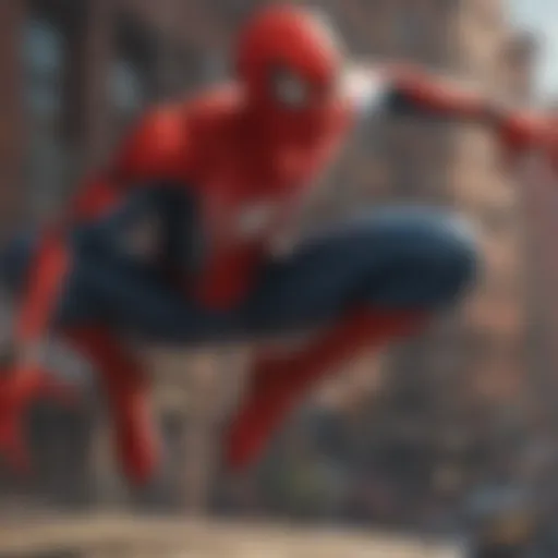 Spider-Man swinging through the city skyline