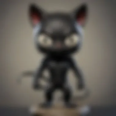 Close-up of a Black Cat Funko figure highlighting intricate details