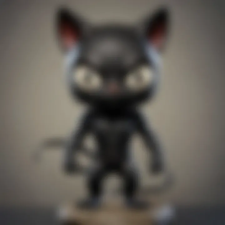 Close-up of a Black Cat Funko figure highlighting intricate details