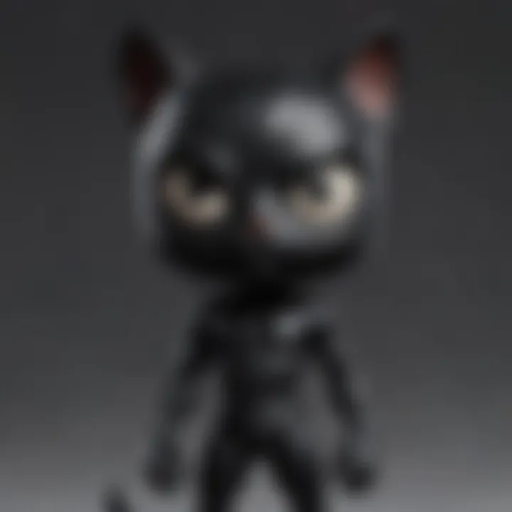 Black Cat Funko figure set against a backdrop of Spider-Man comic art