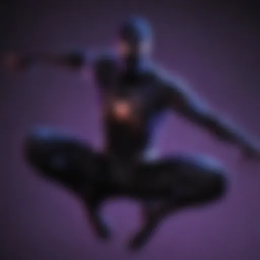 Black Light Spiderman in a dynamic pose with vibrant colors