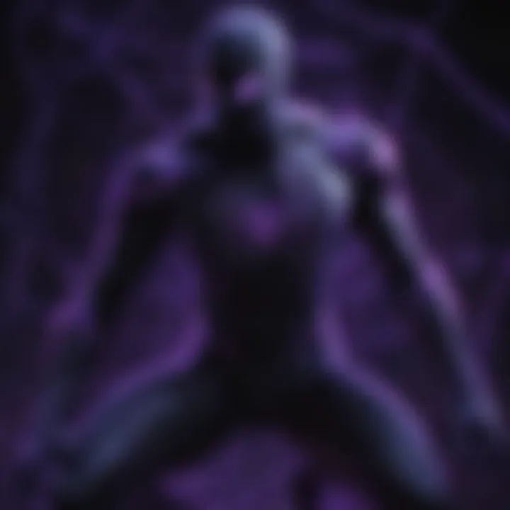 Artwork depicting Black Light Spiderman against a cosmic backdrop