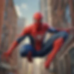 Spider-Man swinging through the city