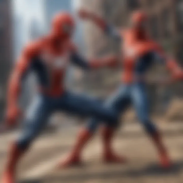 Spiderman in intense battle with a formidable villain