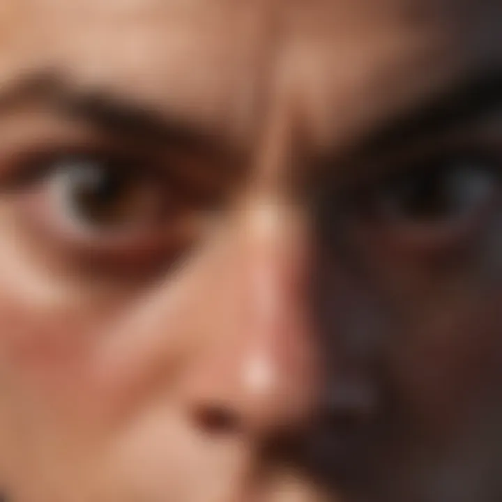 Close-up of Tom Holland's expressive eyes in Spider-Man mask