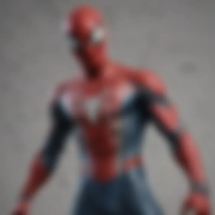 Close-up of Spider-Man's new costume design highlighting intricate details