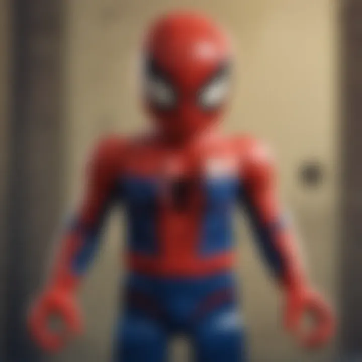 A close-up of a LEGO Spider-Man set focusing on the creative design and detail.